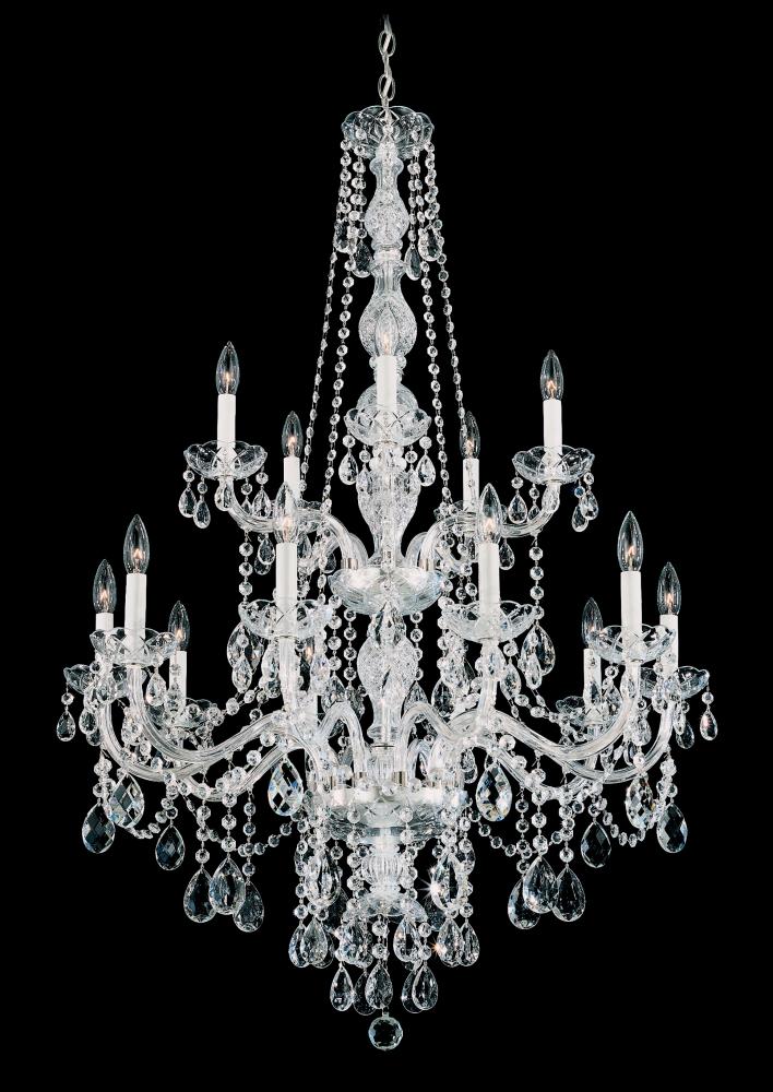 Arlington 15 Light 120V Chandelier in Polished Silver with Heritage Handcut Crystal