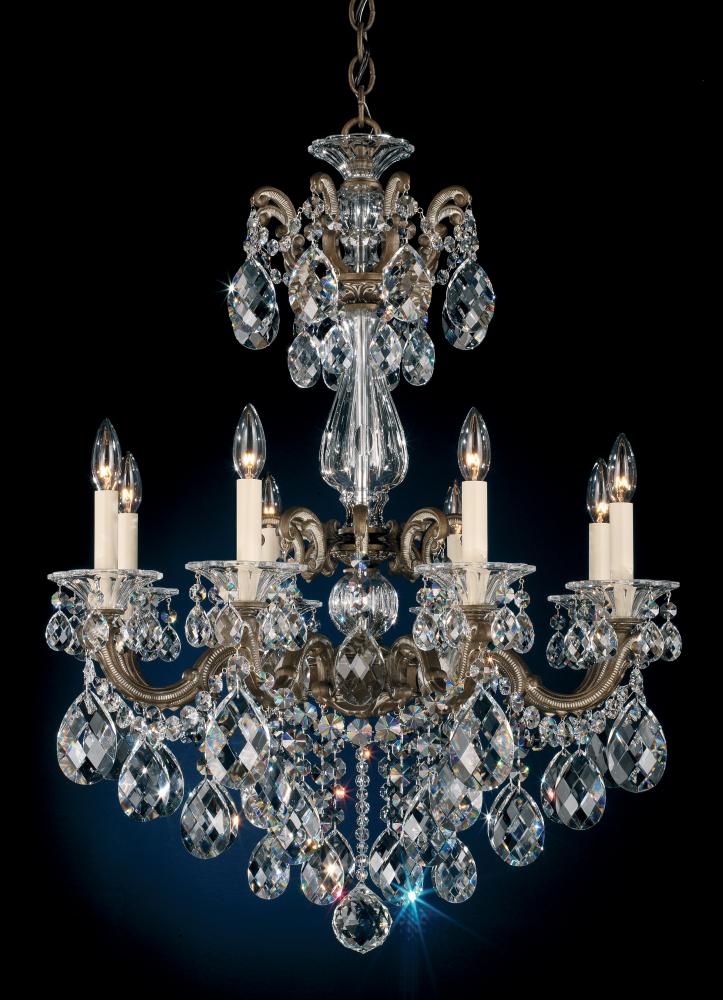 La Scala 8 Light 120V Chandelier in Heirloom Bronze with Clear Crystals from Swarovski