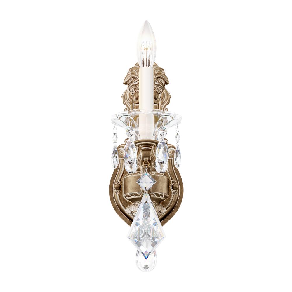 La Scala 1 Light 120V Wall Sconce in Antique Silver with Heritage Handcut Crystal