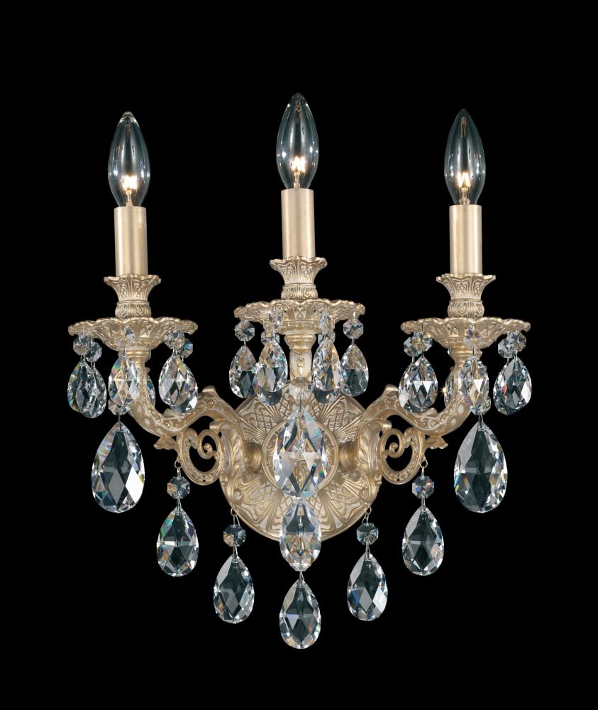 Milano 3 Light 120V Wall Sconce in Heirloom Bronze with Heritage Handcut Crystal