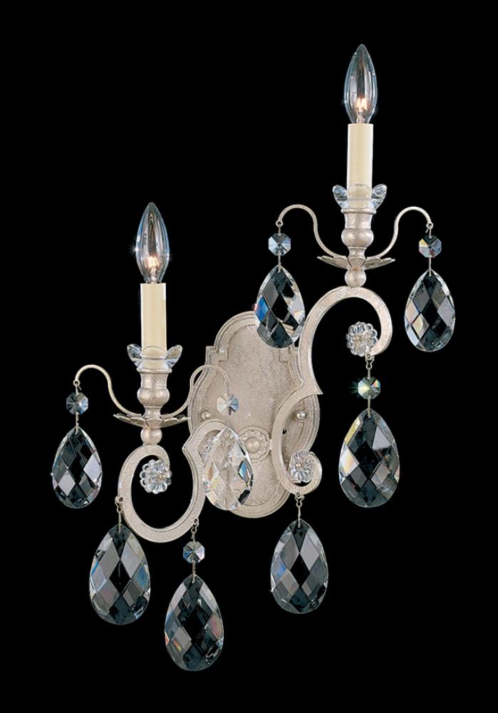 Renaissance 2 Light 120V Wall Sconce in Antique Silver with Heritage Handcut Crystal