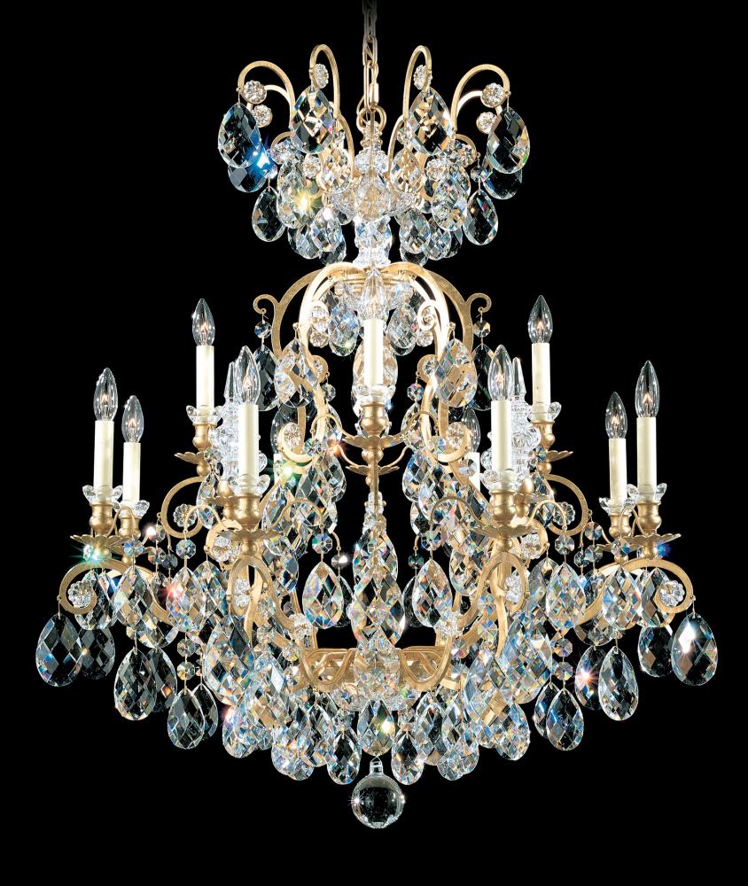 Renaissance 13 Light 120V Chandelier in Black with Heritage Handcut Crystal