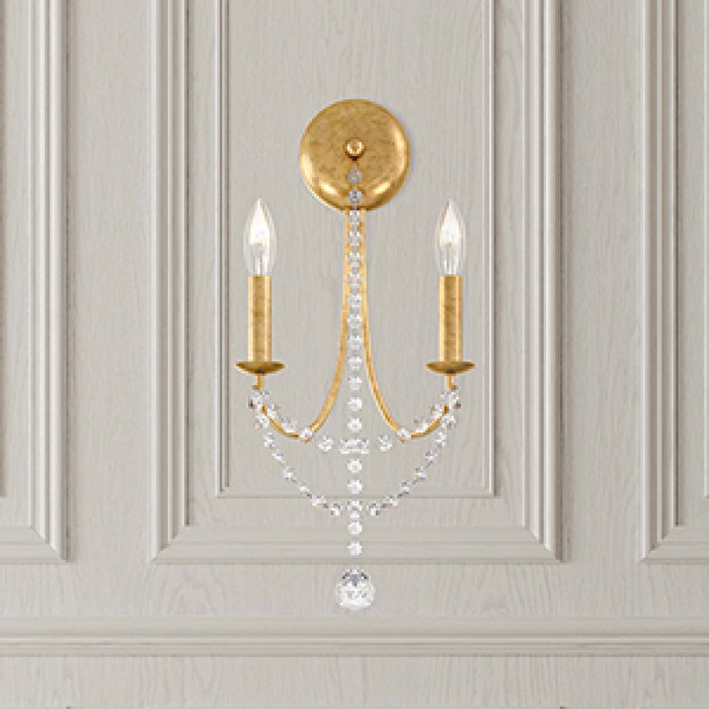 Verdana 2 Light Wall Sconce In Heirloom Gold With Clear Heritage Crystal