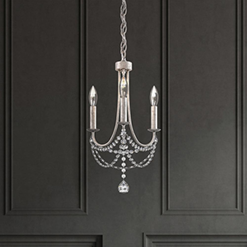 Verdana 3 Light Chandelier In Black Matte With Clear Heritage Crystal