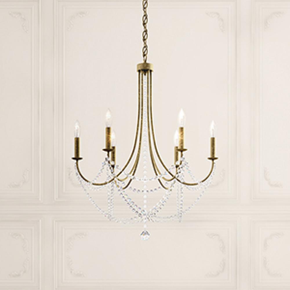 Verdana 6 Light Chandelier In Heirloom Gold With Clear Heritage Crystal