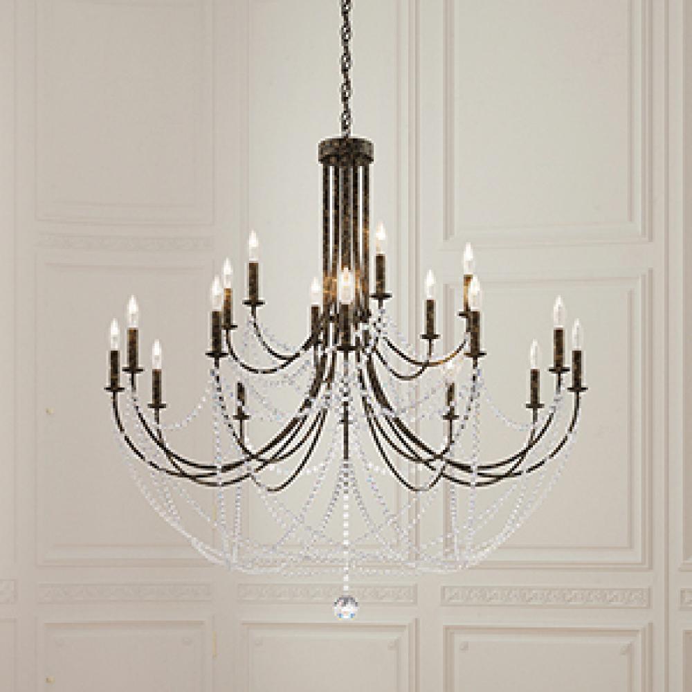 Verdana 18 Light 2 Tier Chandelier In Black Matte With Clear Heritage Crystal