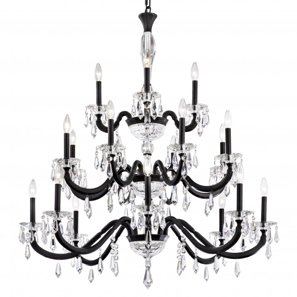 Napoli 20 Light 120V Chandelier in Antique Silver with Radiance Crystal