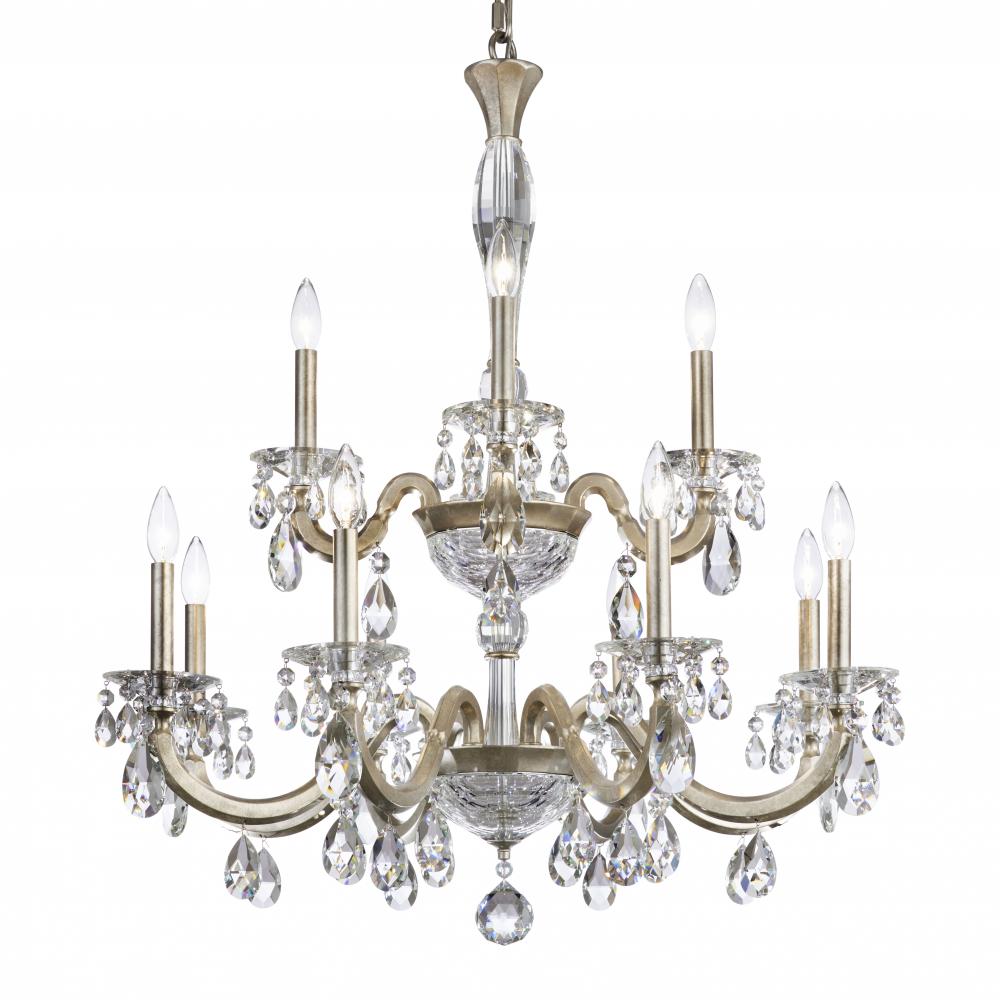 San Marco 12 Light 120V Chandelier in Antique Silver with Radiance Crystal