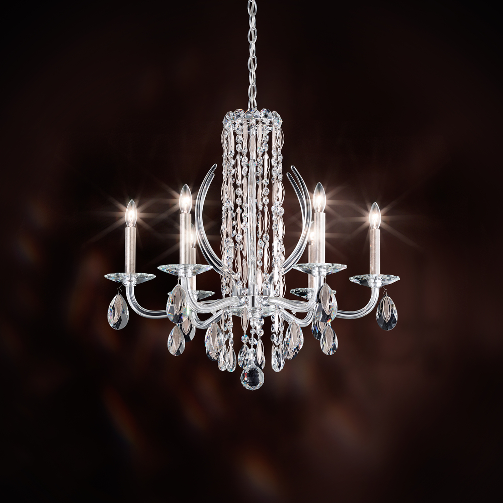 Siena 6 Light 120V Chandelier in Polished Stainless Steel with Heritage Handcut Crystal