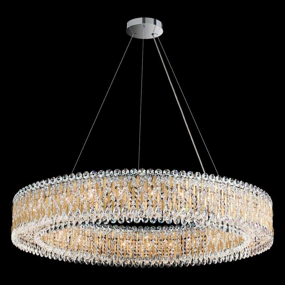 Sarella 27 Light 120V Pendant in Black with Clear Crystals from Swarovski