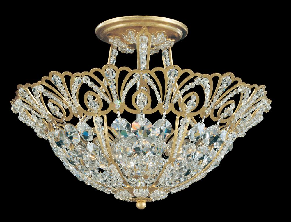 Rivendell 5 Light 120V Semi-Flush Mount in Heirloom Gold with Radiance Crystal