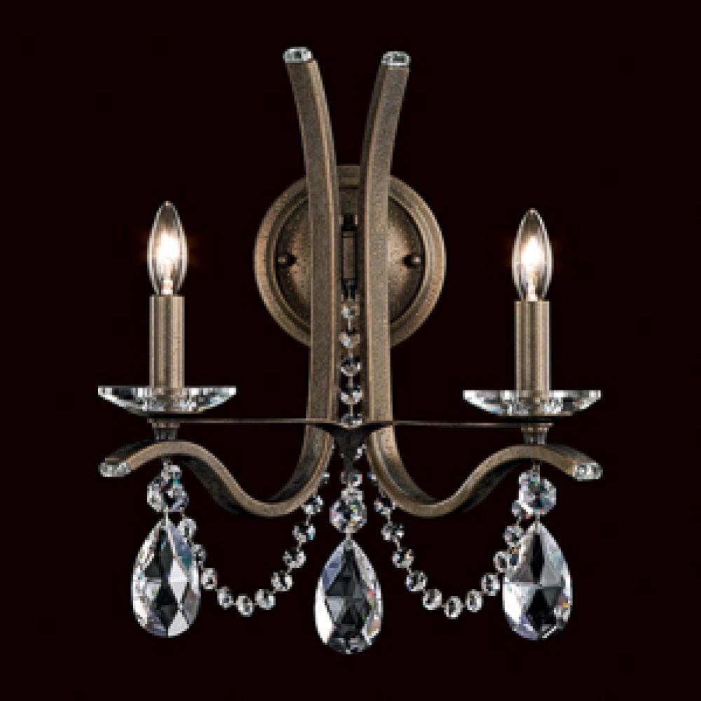 Vesca 2 Light 110V Wall Sconce in Heirloom Gold with Clear Crystals From Swarovski®