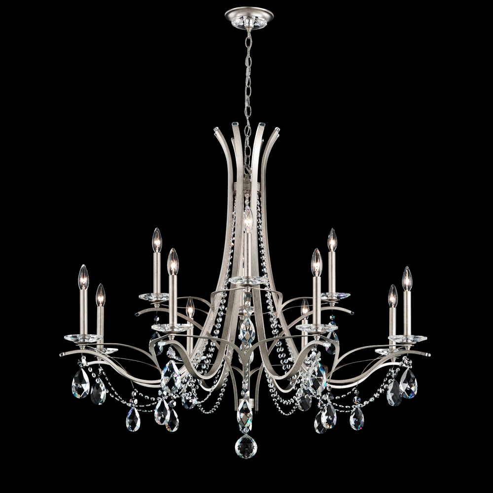 Vesca 12 Light 120V Chandelier in Antique Silver with Heritage Handcut Crystal