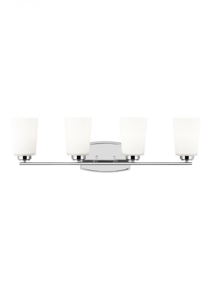 Franport transitional 4-light LED indoor dimmable bath vanity wall sconce in chrome silver finish wi