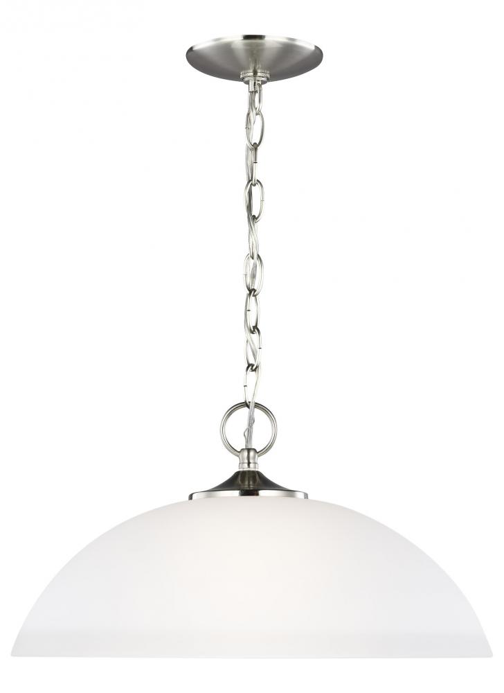 Geary transitional 1-light LED indoor dimmable ceiling hanging single pendant light in brushed nicke