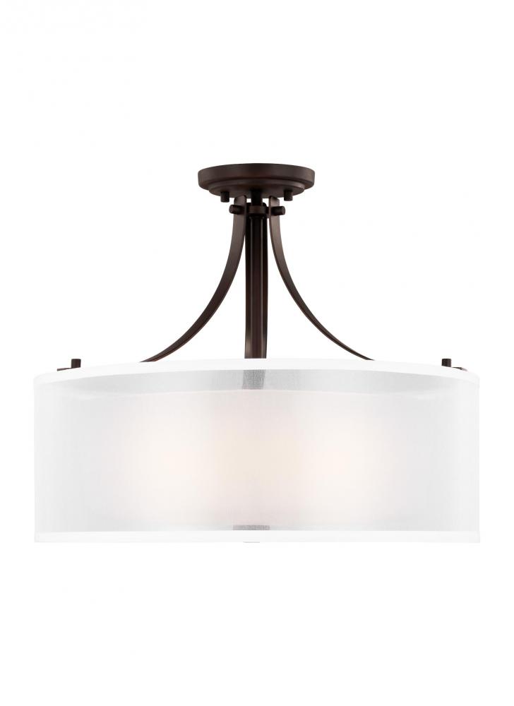 Elmwood Park traditional 3-light LED indoor dimmable ceiling semi-flush mount in bronze finish with