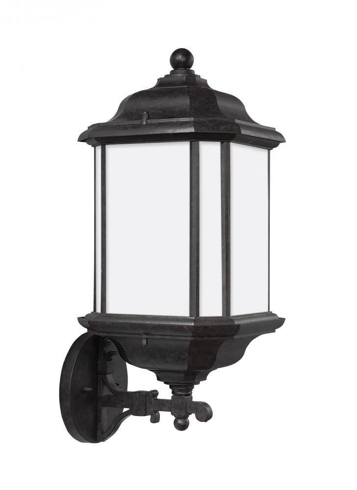 Kent traditional 1-light LED outdoor exterior large uplight wall lantern sconce in oxford bronze fin