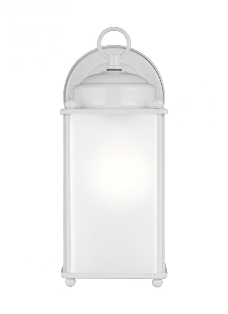 New Castle traditional 1-light LED outdoor exterior large wall lantern sconce in white finish with s