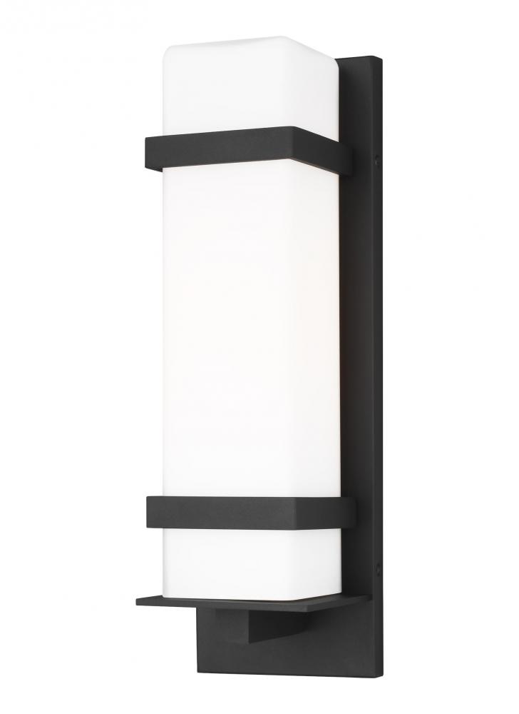 Alban modern 1-light LED outdoor exterior medium square wall lantern sconce in black finish with etc