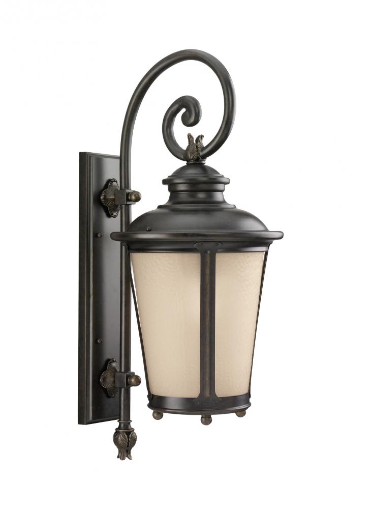 Cape May traditional 1-light LED outdoor exterior large wall lantern sconce in burled iron grey fini