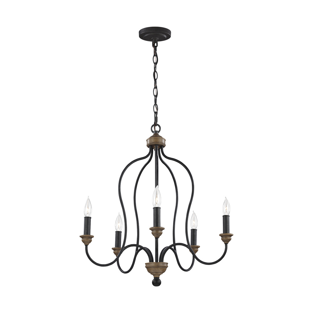 Hartsville traditional 5-light indoor dimmable ceiling chandelier pendant light in dark weathered zi