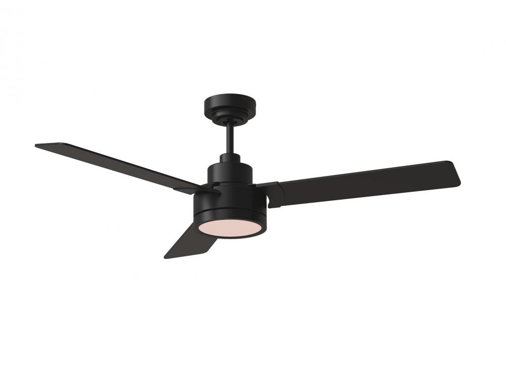 Jovie 52&#34; Dimmable Indoor/Outdoor Integrated LED Midnight Black Ceiling Fan with Light Kit Wall