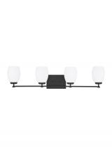 Generation Lighting 4418504-112 - Catlin modern 4-light indoor dimmable bath vanity wall sconce in midnight black finish with etched w