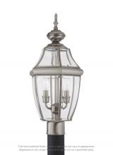 Generation Lighting 8229EN-965 - Lancaster traditional 2-light LED outdoor exterior post lantern in antique brushed nickel silver fin