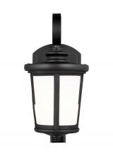 Generation Lighting 8519301-12 - Eddington modern 1-light outdoor exterior small wall lantern sconce in black finish with cased opal