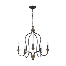 Generation Lighting F2998/5DWZ/WO - Hartsville traditional 5-light indoor dimmable ceiling chandelier pendant light in dark weathered zi