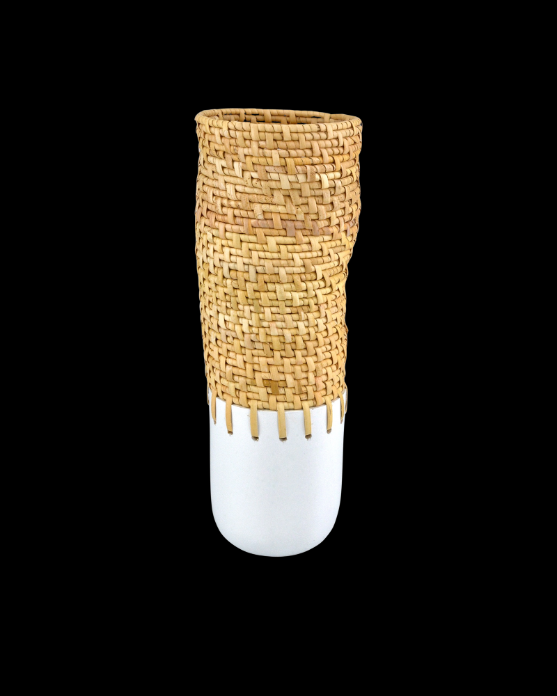 Kyoto Rattan & White Vase