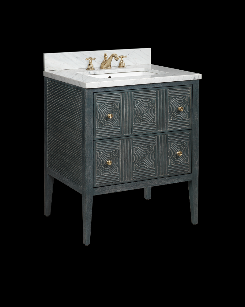 Santos 28&#34; Vintage Navy Vanity with Rectangular Undermount Sink